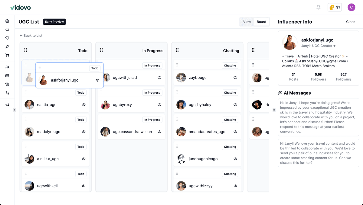 Influencer Outreach Tool to Track Status