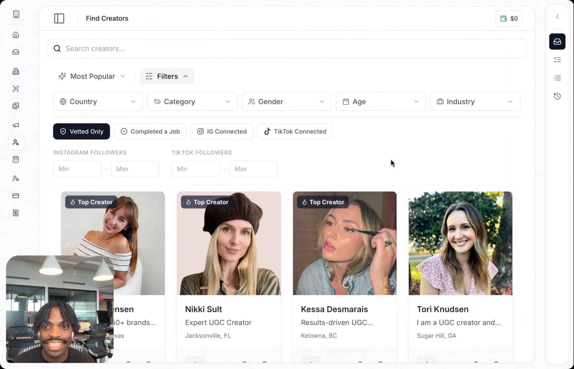 Sourcing creators